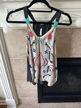 Xhilaration Multicolor Aztec Print Racerback Tank - Teal, Coral, Navy